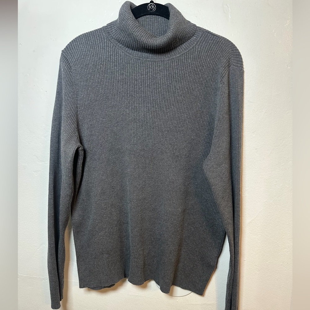 Lauren Ralph Lauren Women’s XL Gray Rib Knit Turtleneck Sweater Cotton Blend